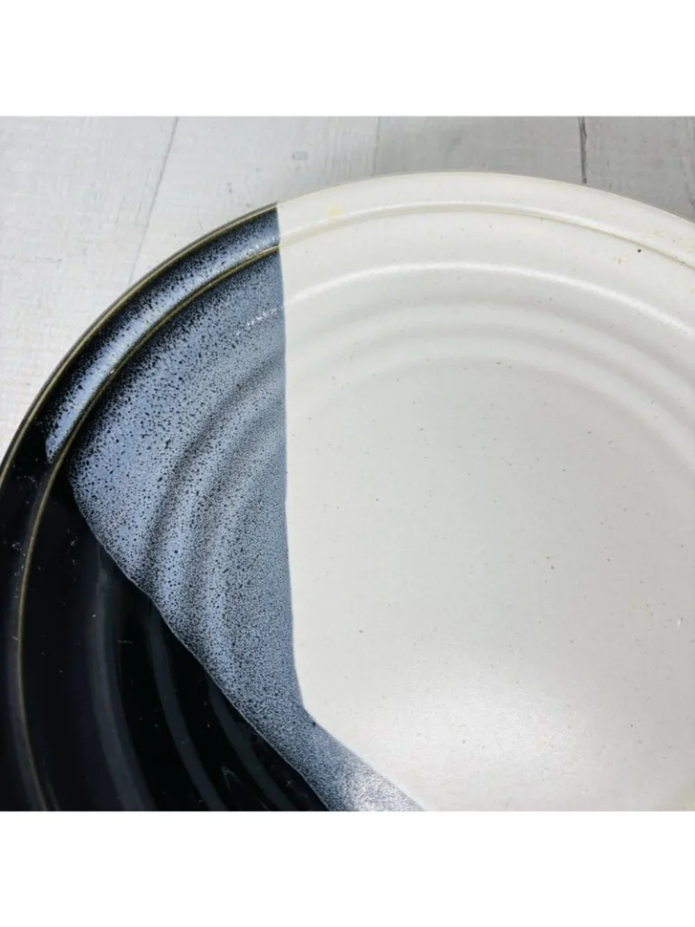 Noritake Stoneware DURANGO 8647 Black Blue Abstract Panels Dinner Plates Set 4